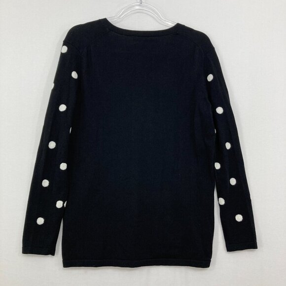 New Tommy Hilfiger Large Black White Polka Dot Crew Neck Light Knit Sweater - Picture 8 of 10